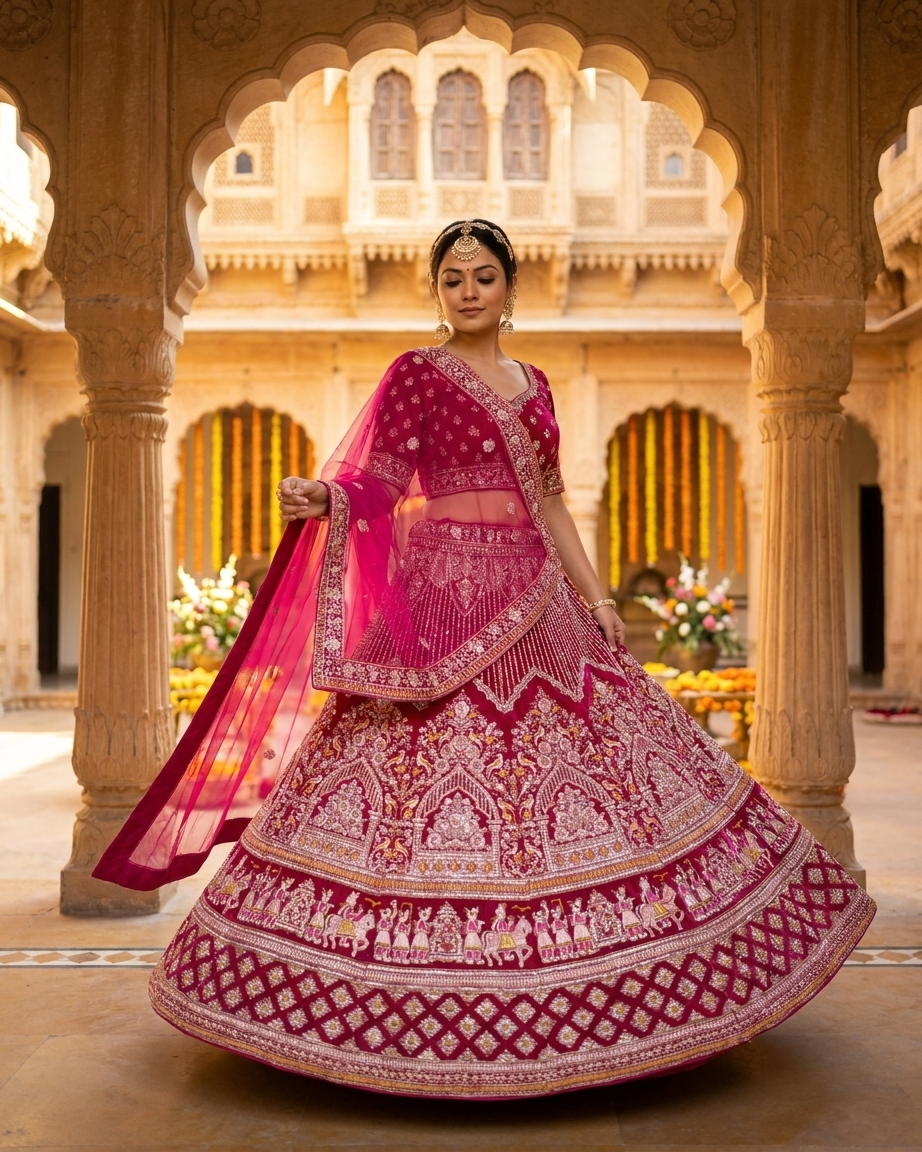 Magenta pink lehenga